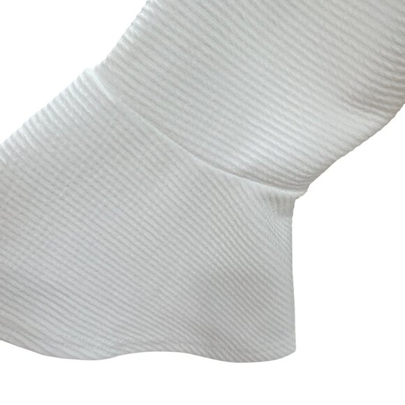 Papillon White Textured Bell Sleeve Blouse Womens SZ M Tunic Top Work Casual NWT - Picture 8 of 9